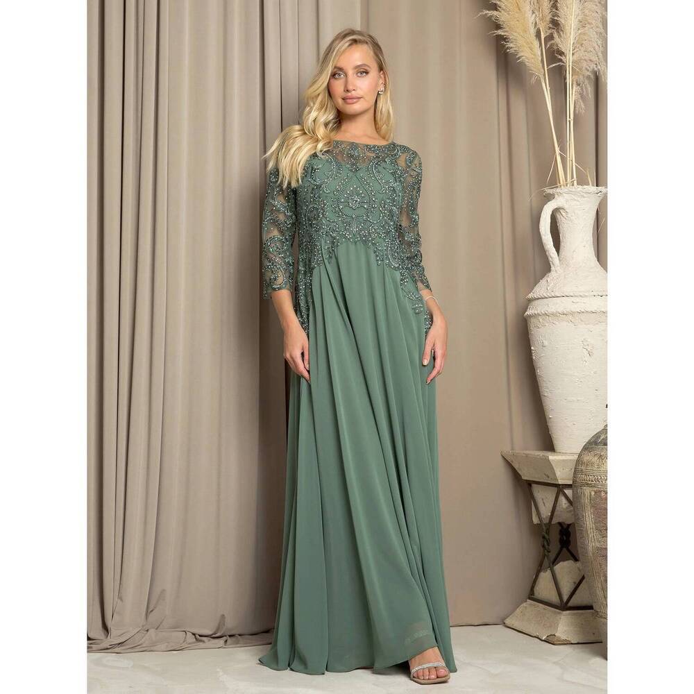 NEW EVA USA long formal mother of the bride dress in eucalyptus